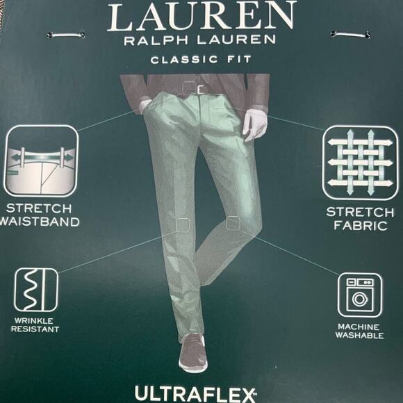 Lauren Ralph Lauren Ultraflex Dress Pants Mens 38WX34L Classic Fit Brown NWT - Picture 1 of 15